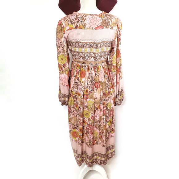R. Vivimos Floral Long Sleeve Midi Dress, M - Picture 4 of 11